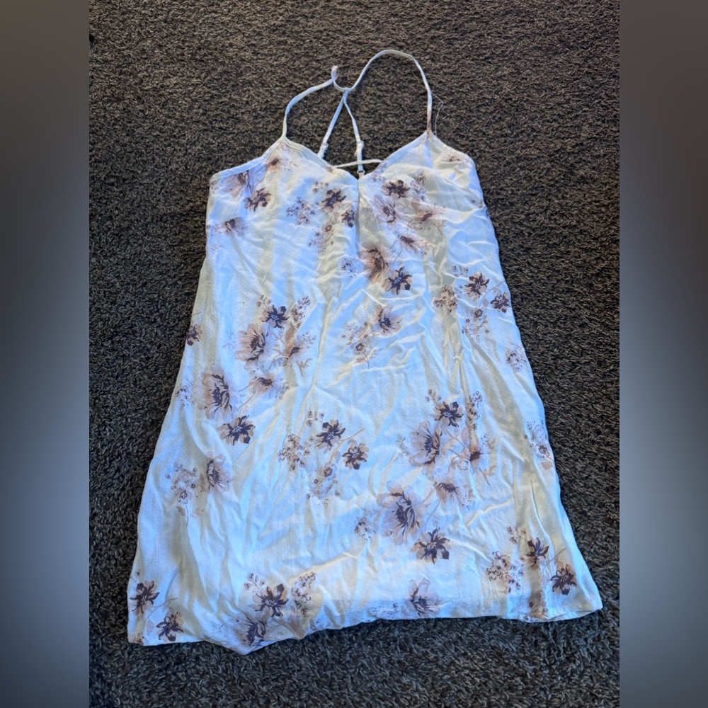 Short white dress with pink flowers